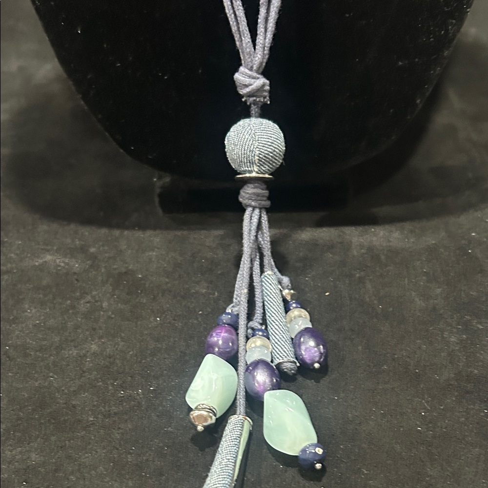 Christopher & Banks Blue and Silver Beaded Necklace - Picture 4 of 15